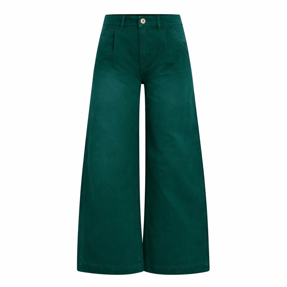 Current/Elliott The Postman Wide Leg Women's Pants Amazon Green‎ Cinch Back 32